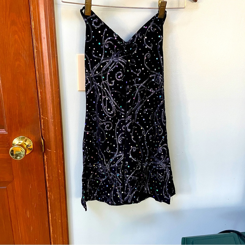 Liberts 2 piece Black & Silver Embellished Halloween Dance Costume Size Small